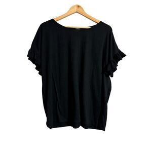 Max Studio Black Ruffled Sleeve Top 2X
